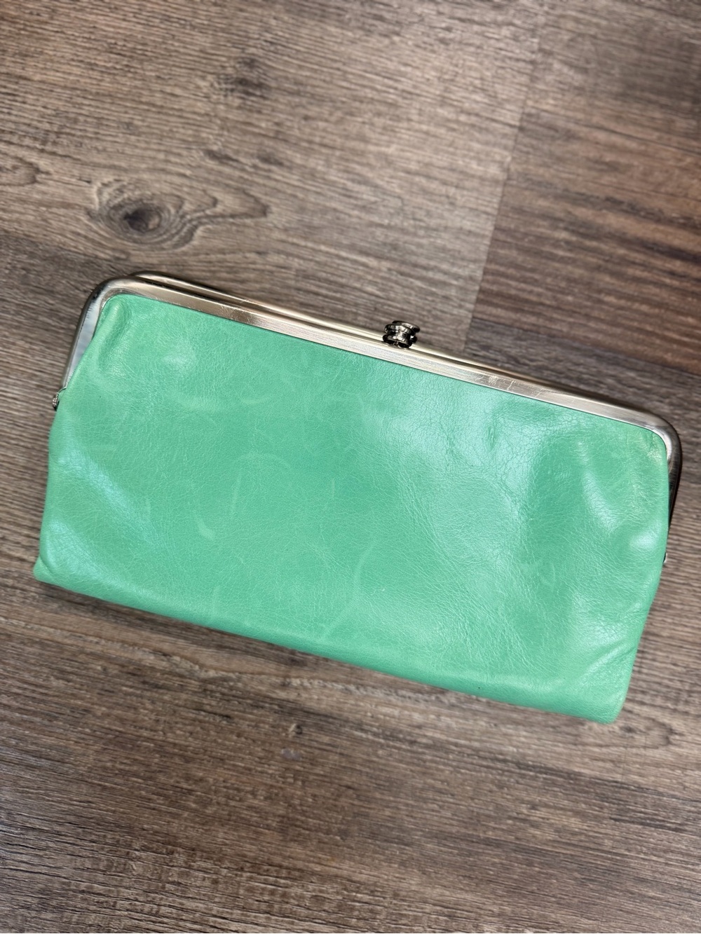 Hobo International Lauren Mint Clutch Leather Double Kiss Wallet